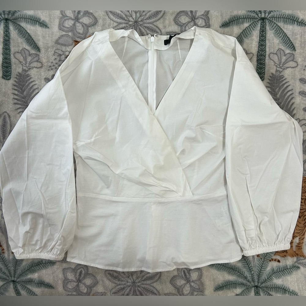 J. Crew White Wrap Top